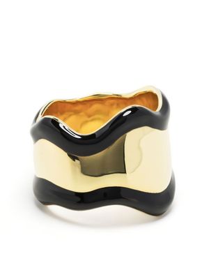 Eshvi bague à design bicolore - Noir