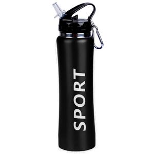 Sport Bidon drinkfles/waterfles Sport print zwart 600 Ml