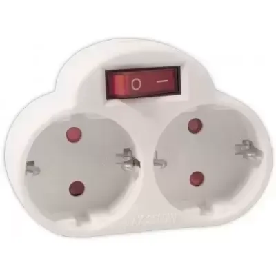 Calex tweewegstekker met schakelaar wit 9 x 7,7 x 6,3 cm