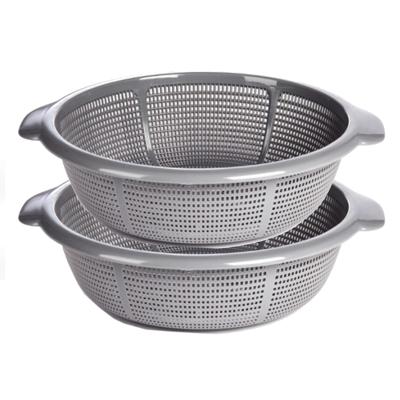 Plasticforte Keuken vergiet - 2x stuks - zilver - 35 x 31 x 10 cm - kunststof - afgieten