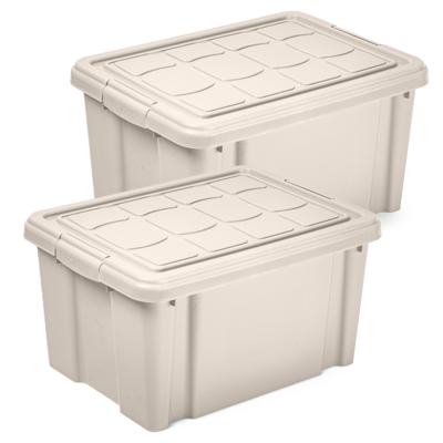 Multi Storage Opslagbox met deksel - 2x - beige - 16 liter - 40 x 30 x 21 cm - kunststof