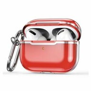 AirPods Pro / AirPods Pro 2 hoesje - TPU - Split series - Rood + Zilver (transparant)