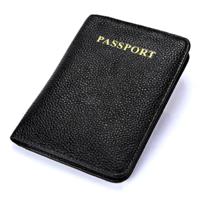 Litchi textuur multifunctionele echte lederen paspoort pakket voor travel(Black)
