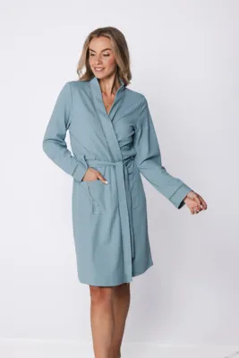 Pastunette lange dames badjas - Stone Blue
