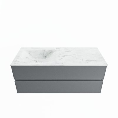 MONDIAZ VICA-DLUX 120cm badmeubel onderkast Plata 2 lades. Inbouw wastafel CLOUD links 1 kraangat, kleur Opalo.