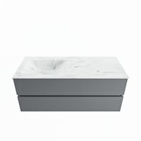 MONDIAZ VICA-DLUX 120cm badmeubel onderkast Plata 2 lades. Inbouw wastafel CLOUD links 1 kraangat, kleur Opalo. - thumbnail