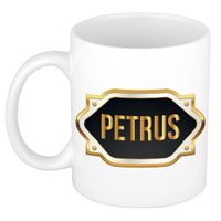 Naam cadeau mok / beker Petrus met gouden embleem 300 ml