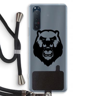 Angry Bear (black): Sony Xperia 5 II Transparant Hoesje met koord