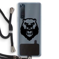 Angry Bear (black): Sony Xperia 5 II Transparant Hoesje met koord