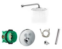 Hansgrohe Shower Select inbouw douchekraan rond met Saniclear Talpa 30cm douchekop en wandarm regendouche chroom - thumbnail