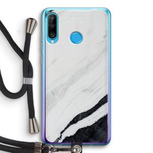 Elegante marmer: Huawei P30 Lite Transparant Hoesje met koord