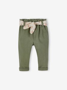 Paperbag babybroek met riem korstmos