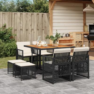 9-delige Tuinset poly rattan zwart