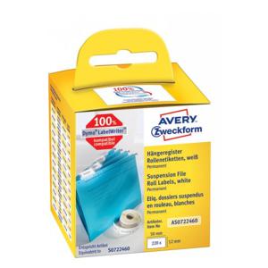 Avery-Zweckform Rol met etiketten Compatibel vervangt DYMO 99017, S0722460 50 x 12 mm Papier Wit 220 stuk(s) Permanent hechtend Hangmapetiketten AS0722460