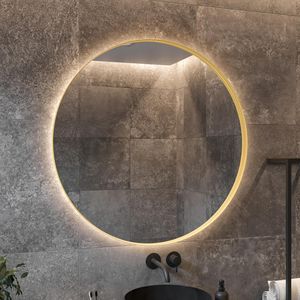 Spiegel BWS Star Rond met LED 40 cm Mat Goud