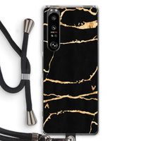 Gouden marmer: Sony Xperia 1 III Transparant Hoesje met koord Gouden marmer: Sony Xperia 1 III Transparant Hoesje met koord