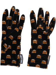 Moschino gants Teddy Bear en velours - Noir