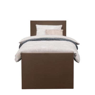 Boxspring met voetbord Liv egaal - bruin - 90x200 cm - slanke poot - Leen Bakker