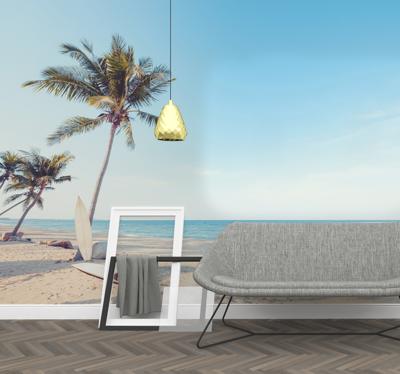 Tropisch strand met palmboom landschap fotobehang