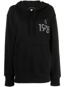 Calvin Klein hoodie en coton à logo imprimé - Noir