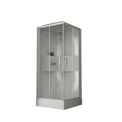 Nemo Start - Lilou Plus - complete douchecabine - 2 schuifdeuren - 6mm veiligheidsglas - omkeerbaar - douchebak acryl 90x90 - met dak - regendouche - vierkant - helder wit CLLA90TF-1AA