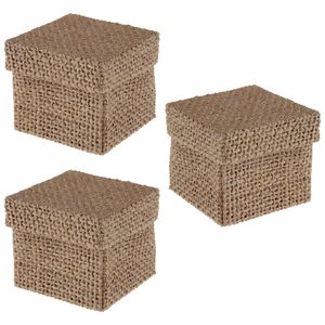 Cadeaudoosje Natural - Bruiloft bedankje - 12x stuks - jute - 5 x 5 cm