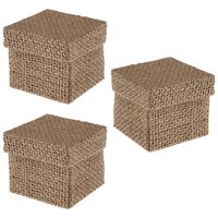 Cadeaudoosje Natural - Bruiloft bedankje - 12x stuks - jute - 5 x 5 cm