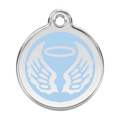 Angel Wings Light Blue roestvrijstalen hondenpenning large/groot dia. 3,8 cm - Reddingo