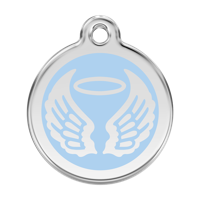 Angel Wings Light Blue roestvrijstalen hondenpenning large/groot dia. 3,8 cm - Reddingo