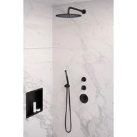 Inbouw Regendouche Set Brauer Black Edition Gebogen Wanduitloop Ronde Hoofddouche 30 cm Met Twee Stopkranen Mat Zwart Brauer