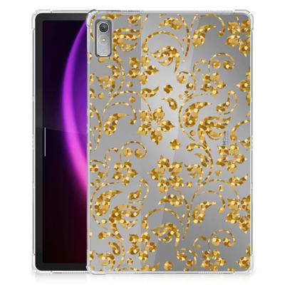 Lenovo Tab P11 Gen 2 | Siliconen hoesje | Gouden Bloemen