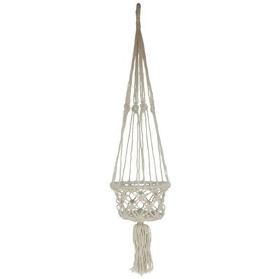 Gerimport plantenpot aan macrame touw - Ibiza stijl - plantenhanger - 16 x 77 cm
