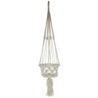 Gerimport plantenpot aan macrame touw - Ibiza stijl - plantenhanger - 16 x 77 cm