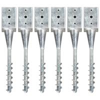 Grondpinnen 6 st 9x9x56 cm gegalvaniseerd staal zilverkleurig