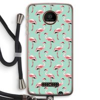 Flamingoprint groen: Motorola Moto Z Force Transparant Hoesje met koord