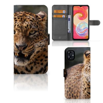 Samsung Galaxy A04e | Telefoonhoesje | Met pasjeshouder | Luipaard