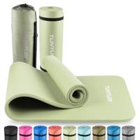 Tunturi NBR Yogamat met Draagtas | Fitness mat Extra dik & zacht | Anti slip | 180x60x1.5cm | Incl Trainingsapp | Mint