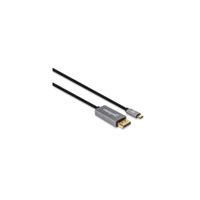 Manhattan 354851 DisplayPort-kabel DisplayPort / USB-C Aansluitkabel DisplayPort-stekker, USB-C stekker 3.00 m Grijs, Zwart Afgeschermd (drievoudig), Vergulde - thumbnail