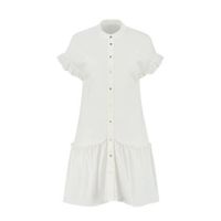 NIKKIE jurk Florike met ruches wit - thumbnail