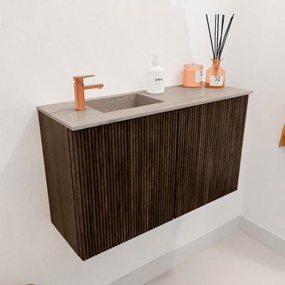 Toiletmeubel Mondiaz Joya Dlux | 70 cm | Meubelkleur Walnut | Faye wastafel Saba Wasbak Links | 1 kraangat