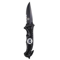 Survival mes - zwart - inklapbaar - 19,5 cm - medic zakmes
