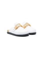 Moschino Kids claquettes à plaque logo - Blanc