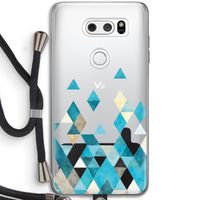 Gekleurde driehoekjes blauw: LG V30 Transparant Hoesje met koord