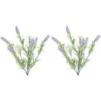 Lavendel kunstplant bundeltje - 2x - bosje - paars - 44 cm
