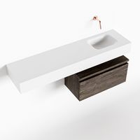 Toiletmeubel Mondiaz Andor | 120 cm | Meubelkleur Dark brown | Lex vrijhangend wastafel Talc Rechts | Zonder kraangat