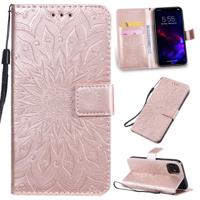 Gedrukt afdrukken zonnebloem patroon horizontale Flip PU lederen case voor iPhone 11 met houder & kaartsleuven & portemonnee & Lanyard