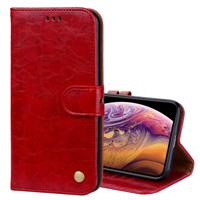 Business stijl olie Wax textuur horizontale Flip lederen case voor iPhone XS Max met houder & kaartsleuven & portemonnee (rood)
