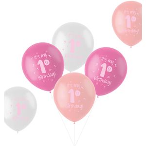 Ballonnen Set &apos;It&apos;s my 1st Birthday!&apos; Roze (6 st)