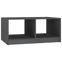 The Living Store Salontafel - Massief grenenhout - Grijs - 75 x 50 x 33.5 cm - Met opbergschap