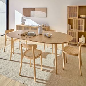 Kave Home Uitschuifbare Ovale Eettafel 'Oqui' 120 - 200 x 90cm, kleur Eiken Naturel
